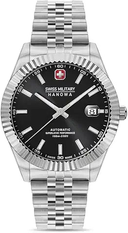 Silver Automatic Black Dial Watch